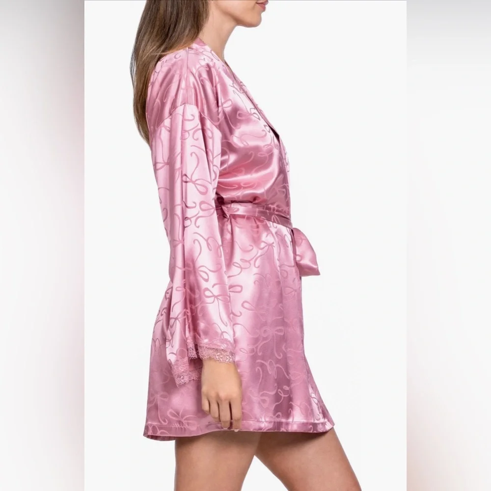 In Bloom by Jonquil Elegant Pink Satin Robe - Picture 3 of 4